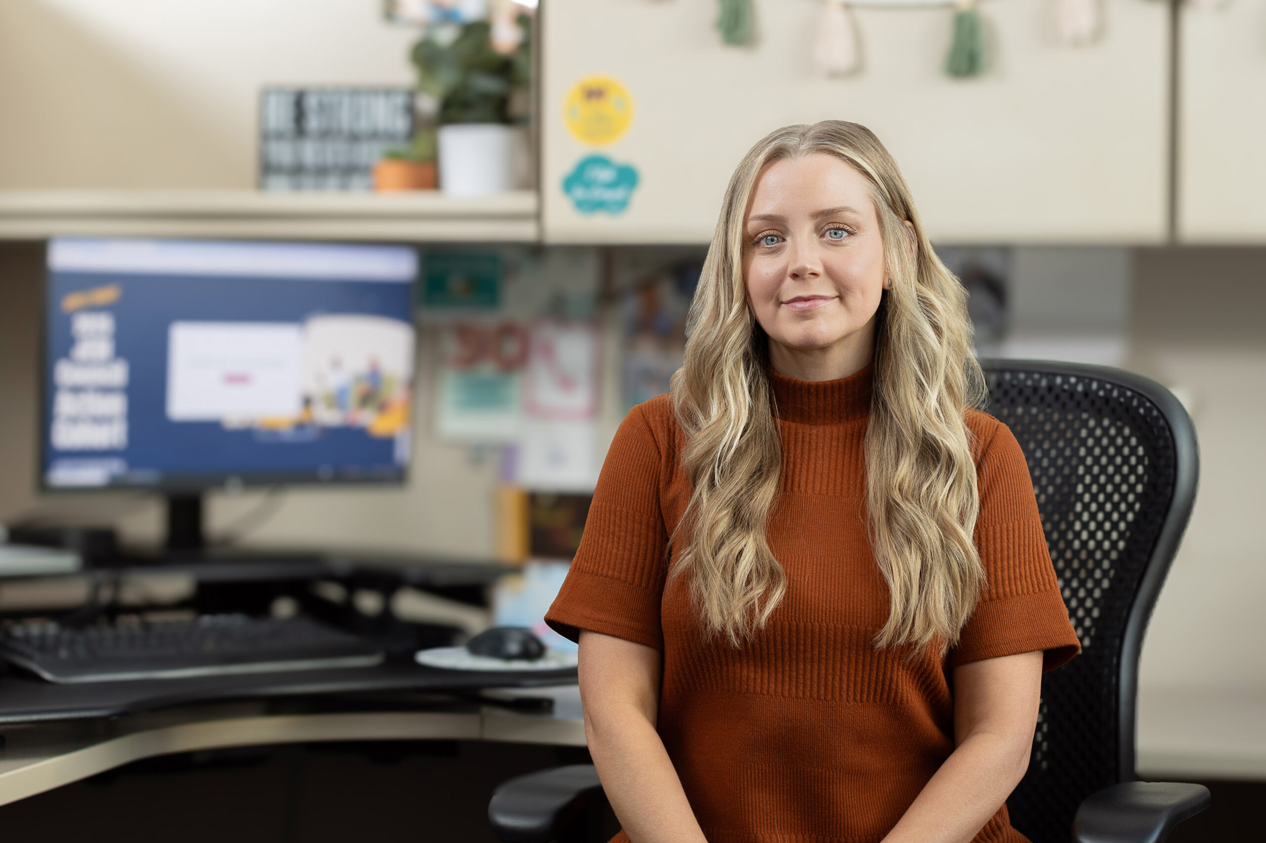  caseworker at her desk